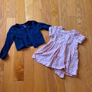Carter's Baby Girl's Dress and Cardigan Size 24 Months